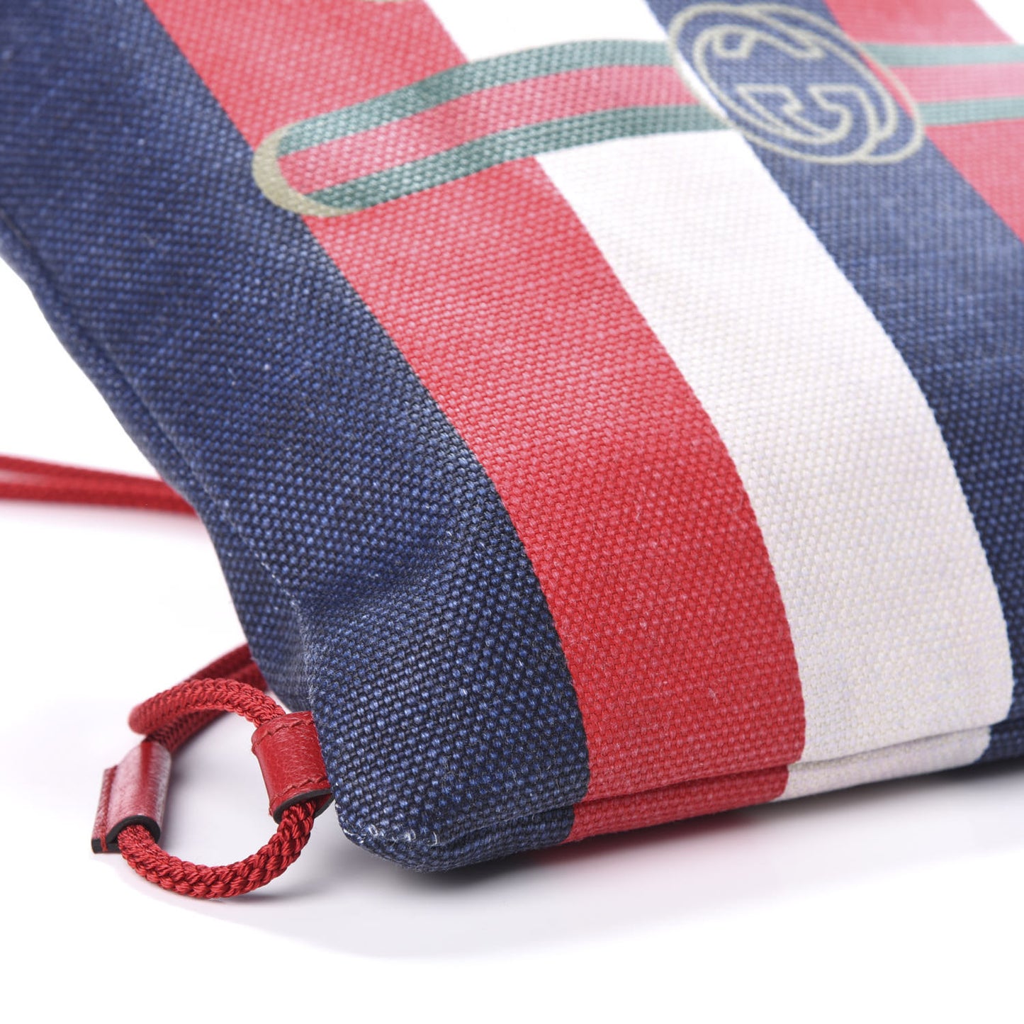 Canvas Logo Sylvie Stripe Drawstring Backpack Red