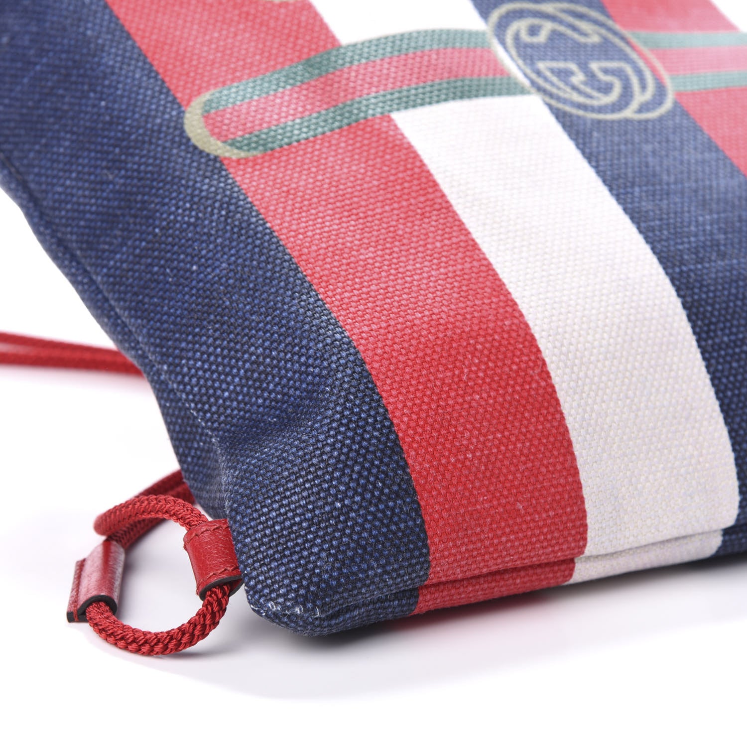 Gucci Canvas Logo Sylvie Stripe Drawstring Backpack Red 7 of 8
