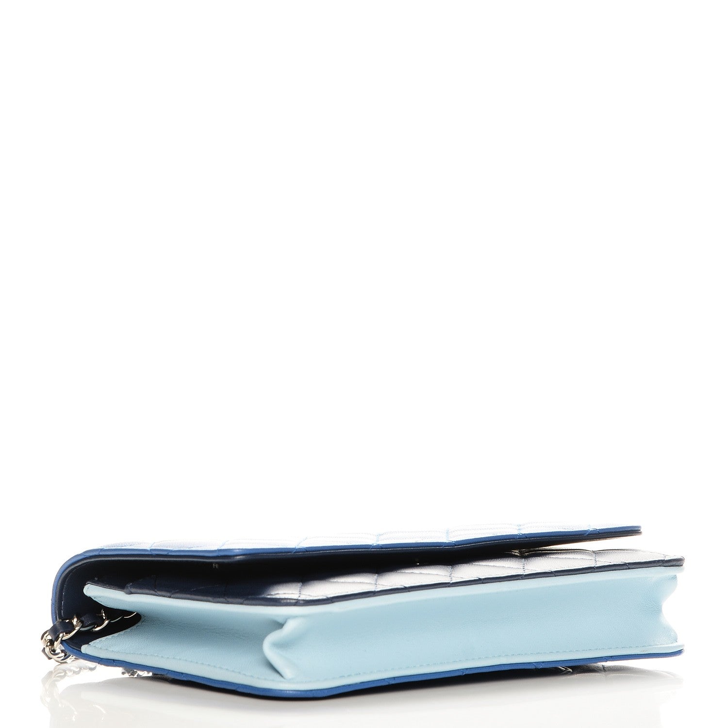Chanel Lambskin Quilted Tri-Color Wallet On Chain WOC Dark Blue 4 of 9