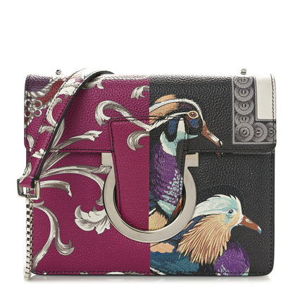 Salvatore Ferragamo Calfskin Elisabetta Piccolo Print Thalia Crossbody Bag Black Burgundy Multicolor 1 of 9