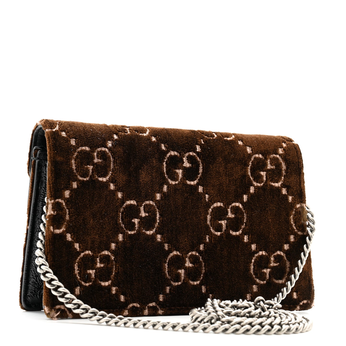 Velvet Skipper Crystal GG Monogram Super Mini Dionysus Shoulder Bag Brown Black Black Diamond