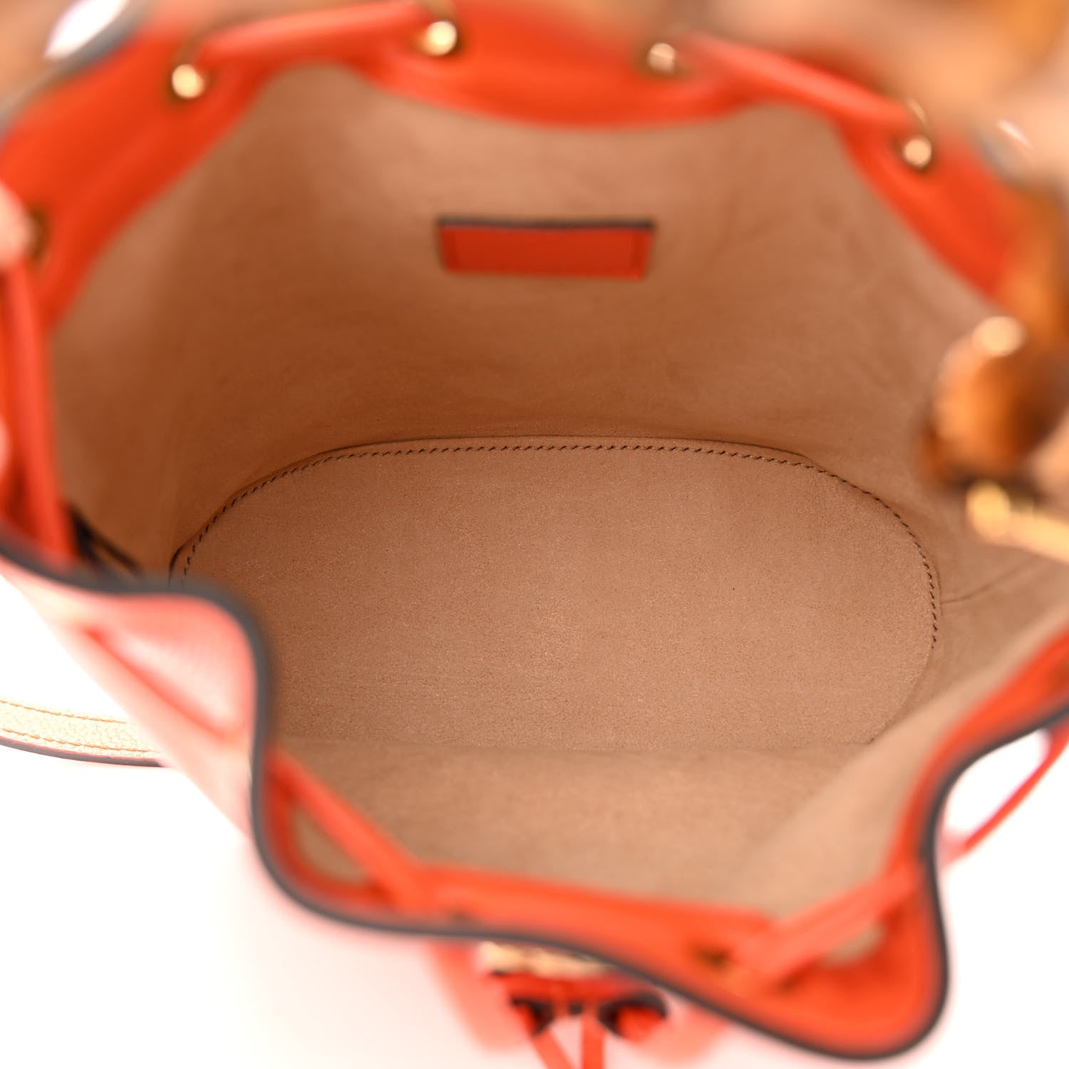 Gucci Softy Wonka Textured Dollar Calfskin Mini Diana Bucket Bag Deep Orange Spicy Cyclamin 5 of 10