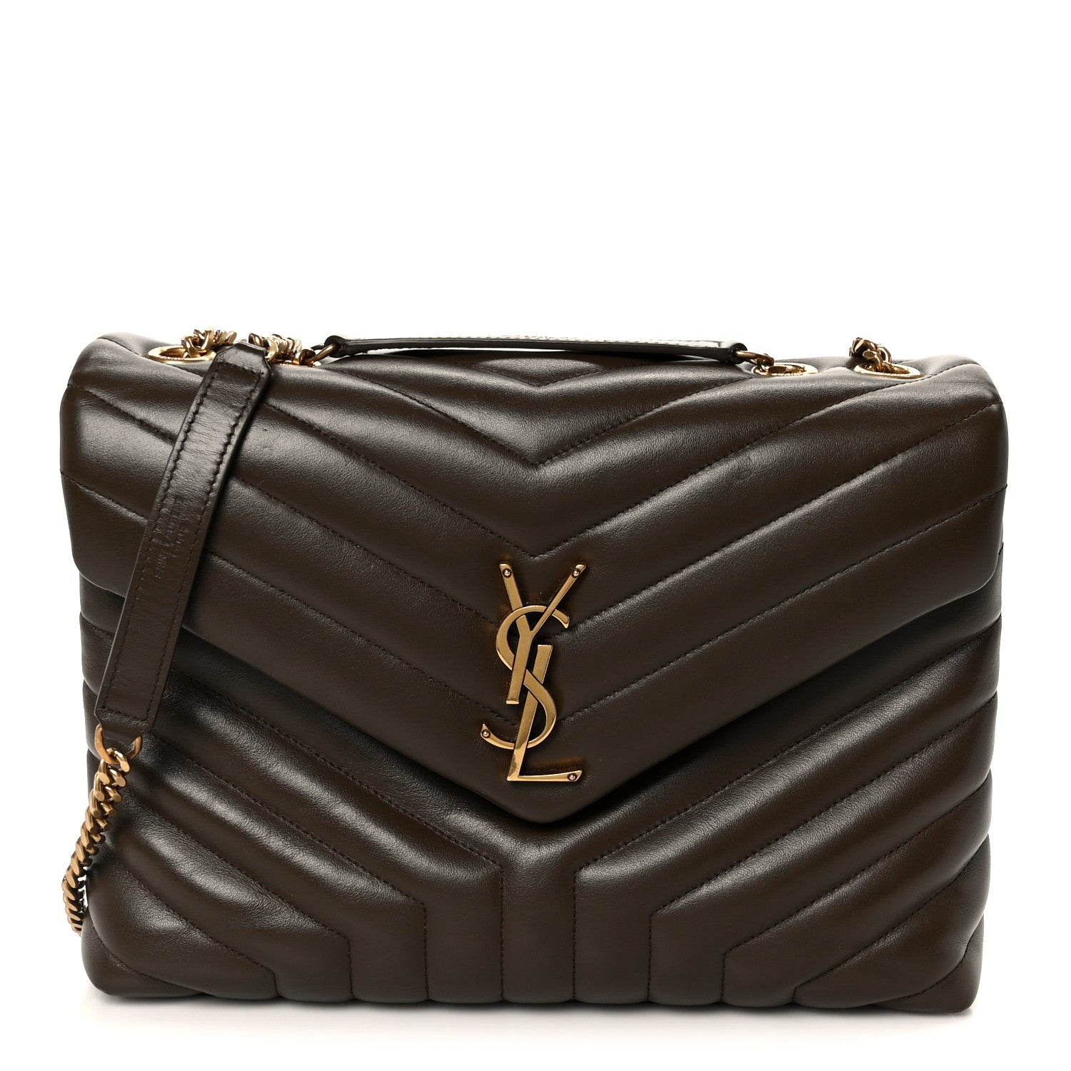 Saint Laurent Calfskin Y Quilted Monogram Medium Loulou Chain Satchel Soil Brown 1 of 11