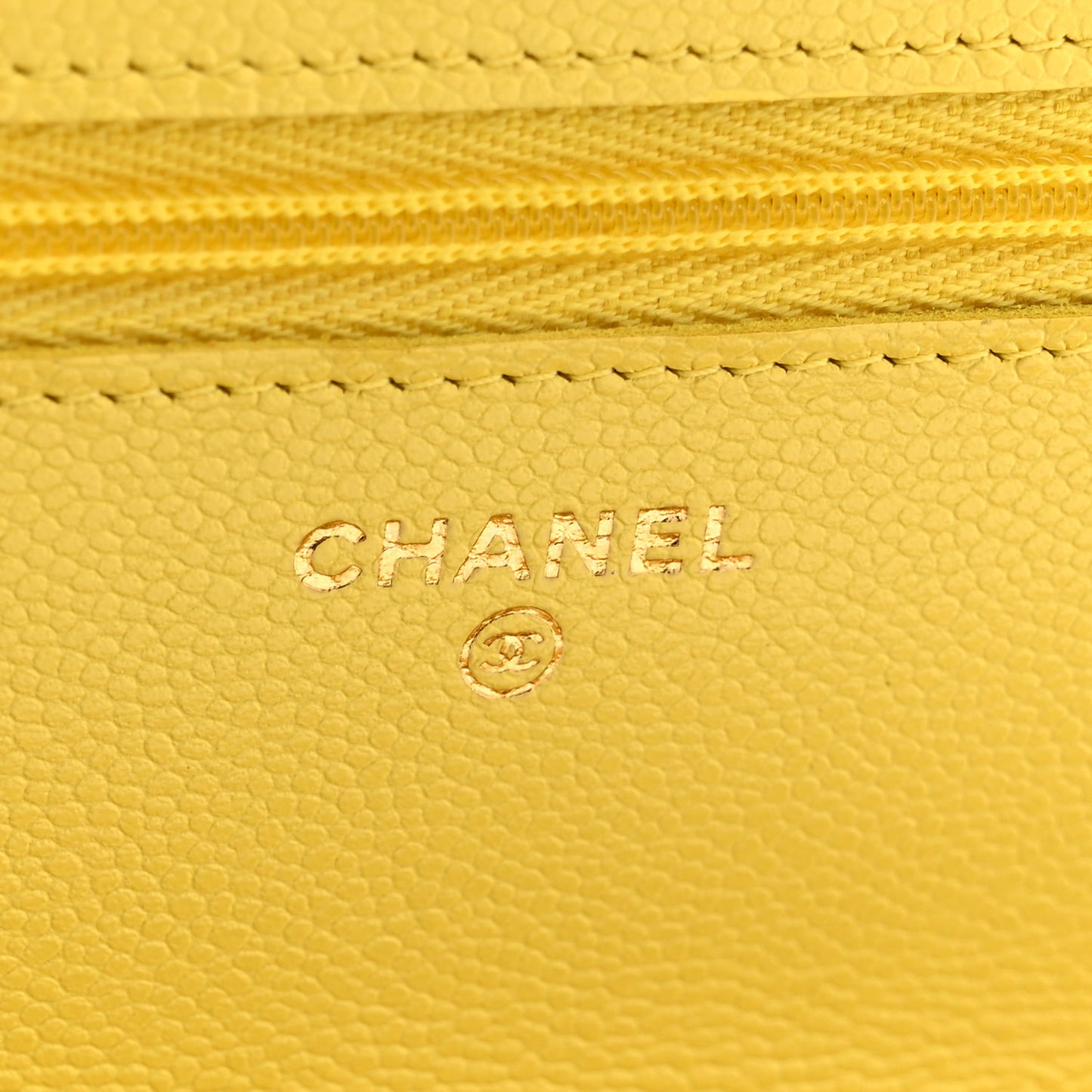 Caviar Quilted Wallet on Chain WOC Yellow