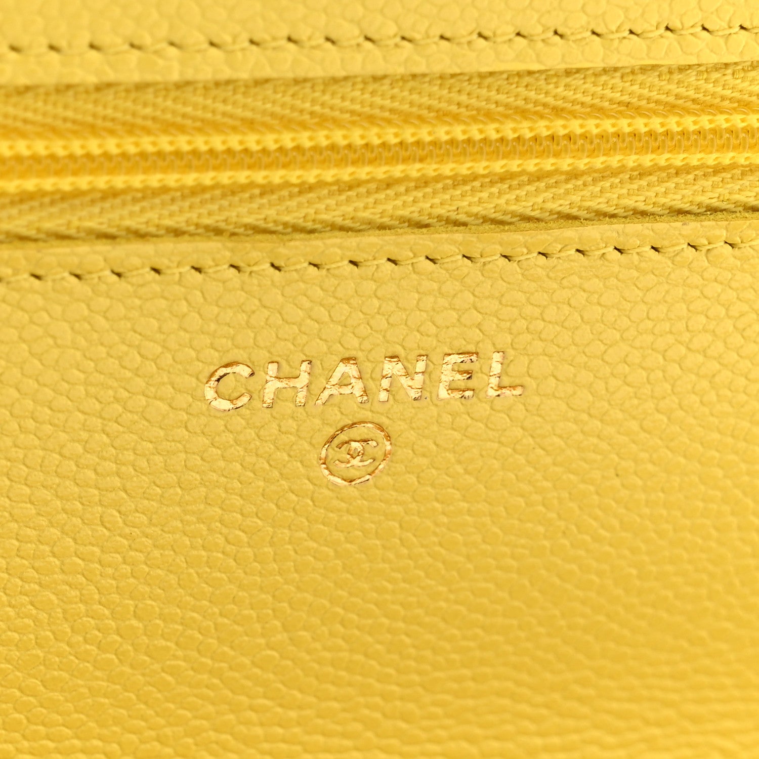 Chanel Caviar Quilted Wallet on Chain WOC Yellow 6 of 10