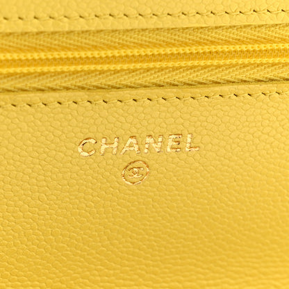 Chanel Caviar Quilted Wallet on Chain WOC Yellow 6 of 10