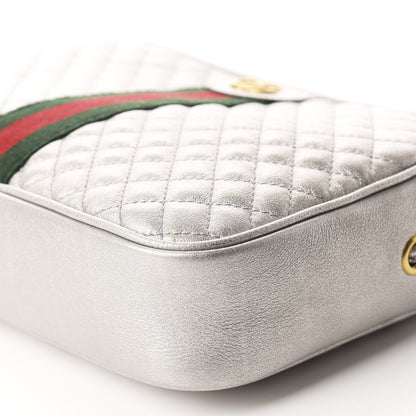 Gucci Laminated Nappa Web Trapuntata Small GG Shoulder Bag Argento 7 of 10