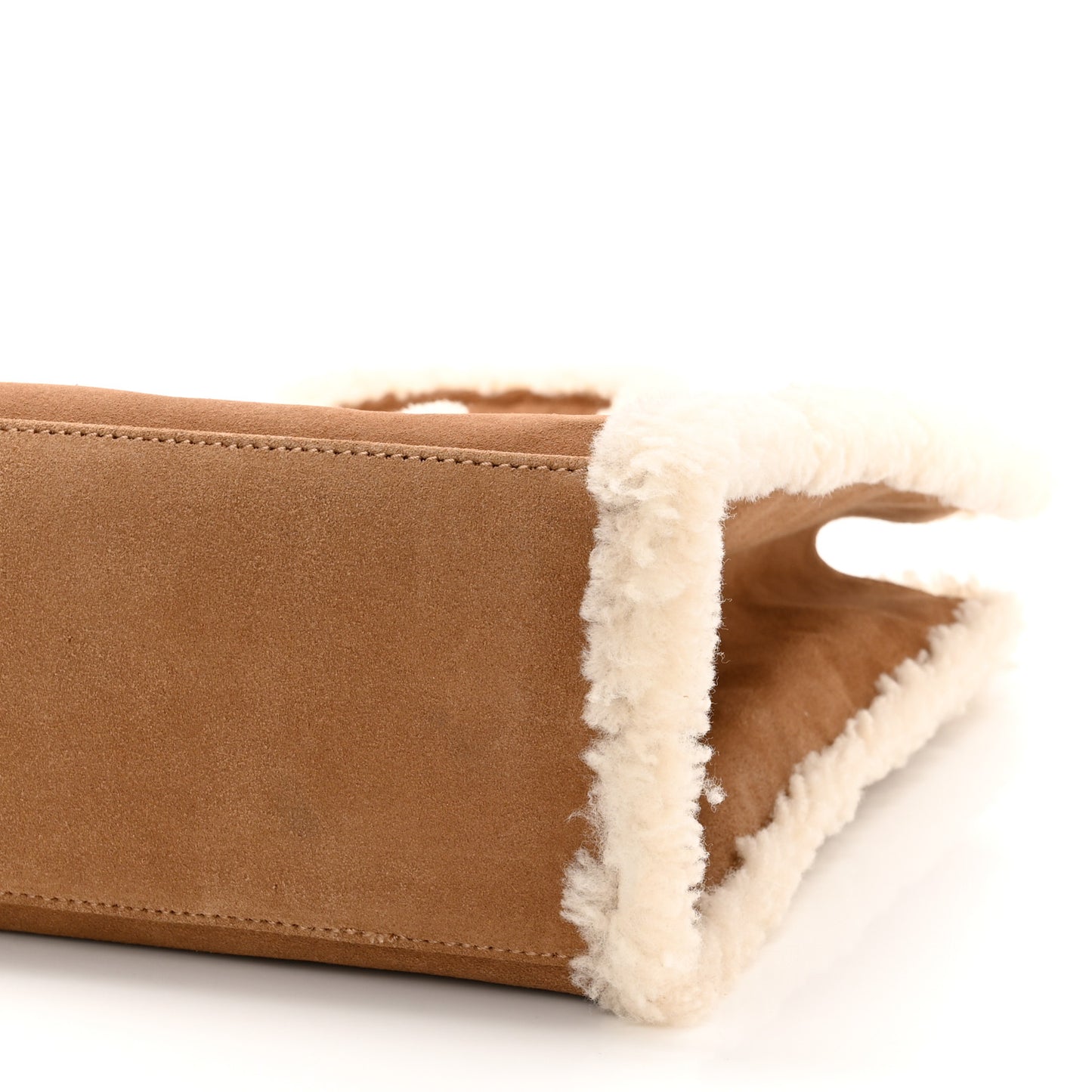 X UGG Suede Shearling Medium Shopping Bag Chestnut