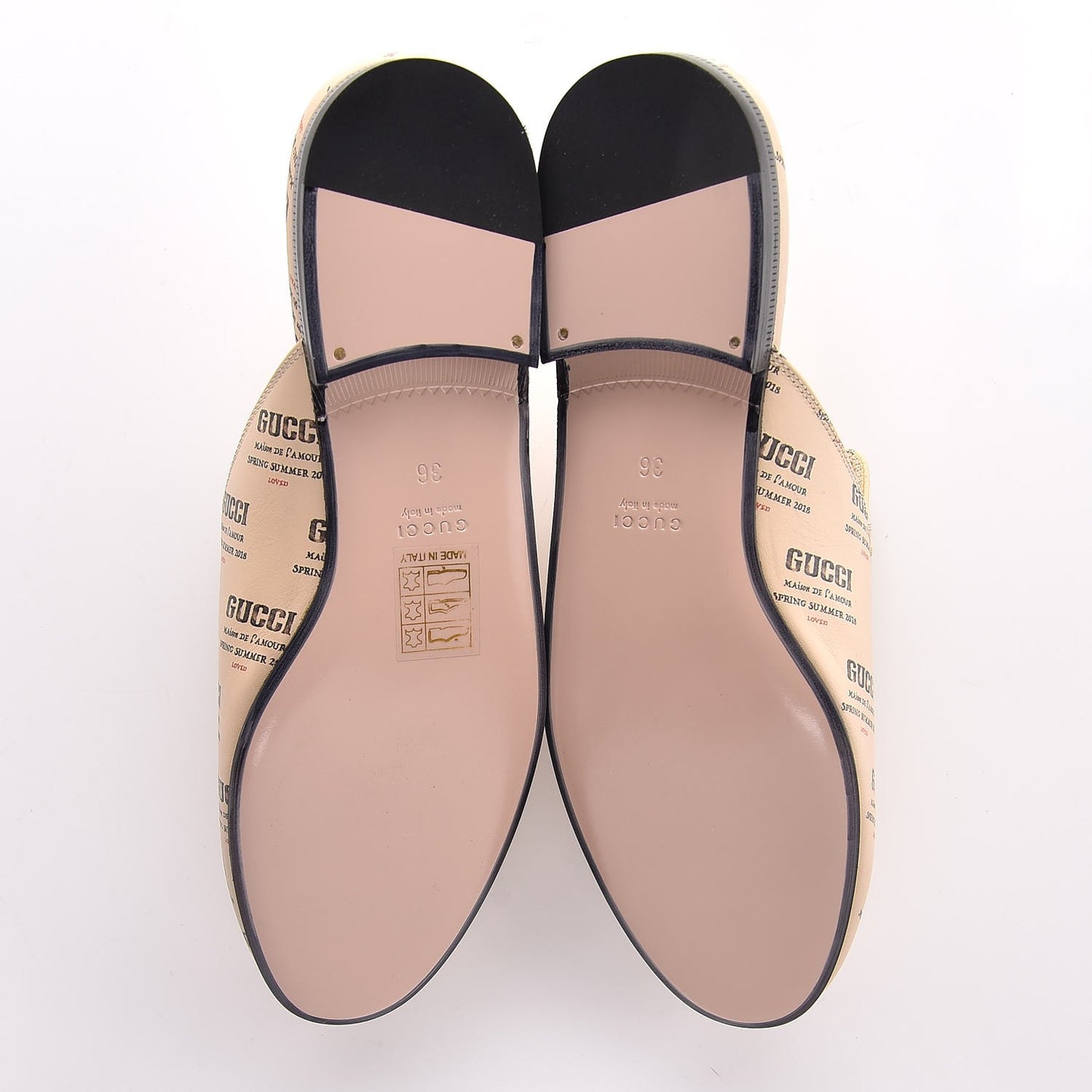 Calfskin Stamp Print Womens Princetown Slippers 36 Soy Black