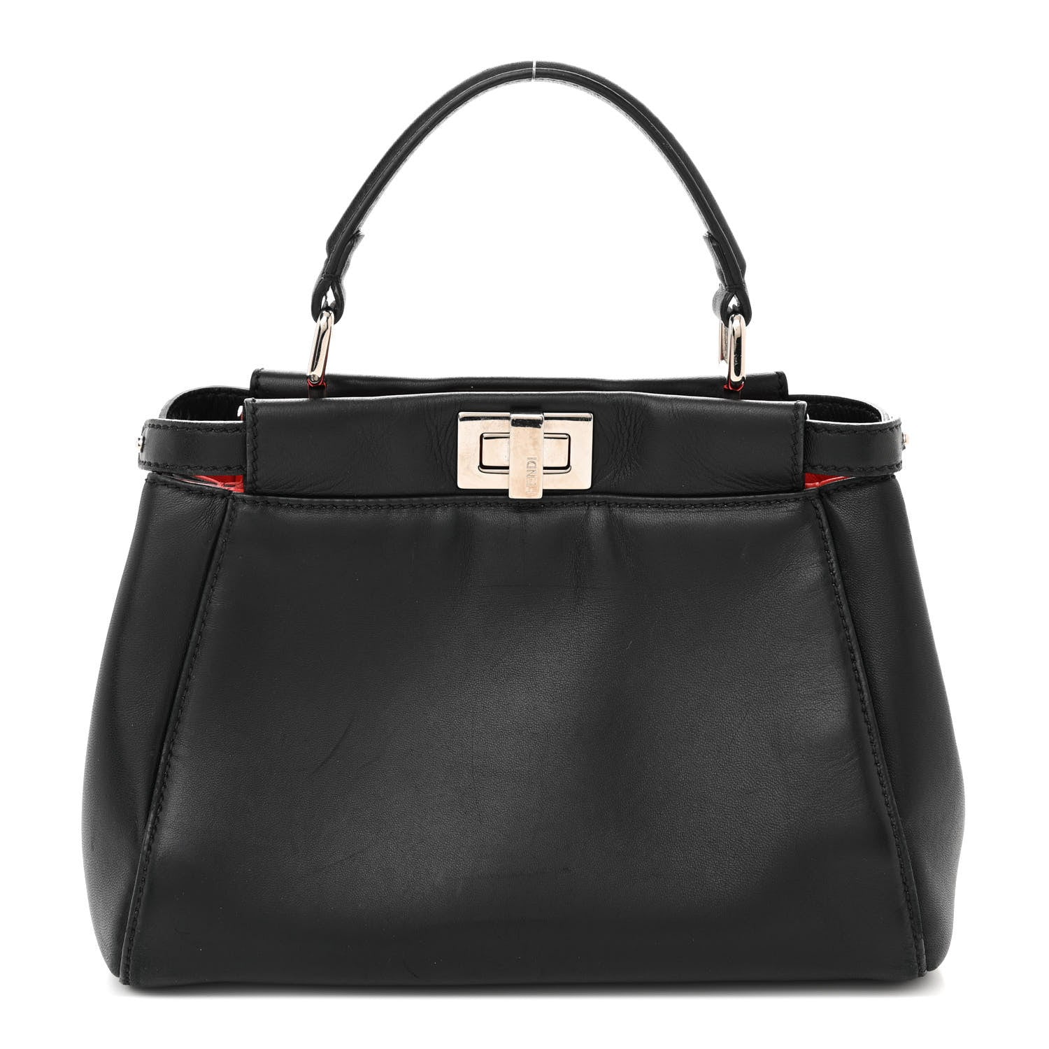 Fendi Nappa Karung Monster Eyes Mini Peekaboo Iconic Satchel Black Papavero 1 of 13