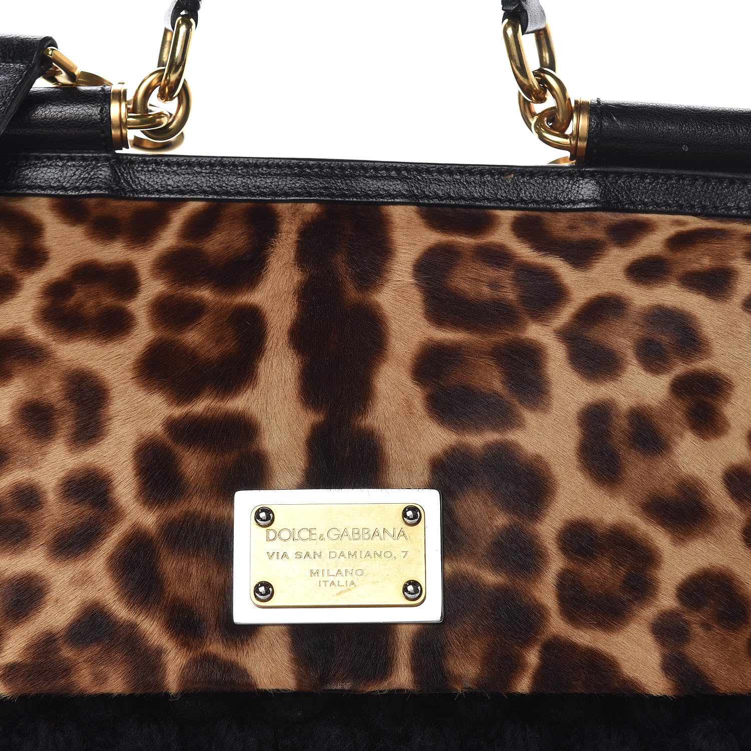 Dolce & Gabbana Calf Hair Leopard Print Knit Miss Sicily Satchel Black Naturale 20 of 20