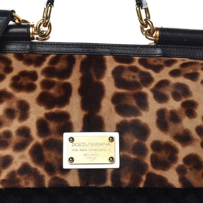 Dolce & Gabbana Calf Hair Leopard Print Knit Miss Sicily Satchel Black Naturale 20 of 20