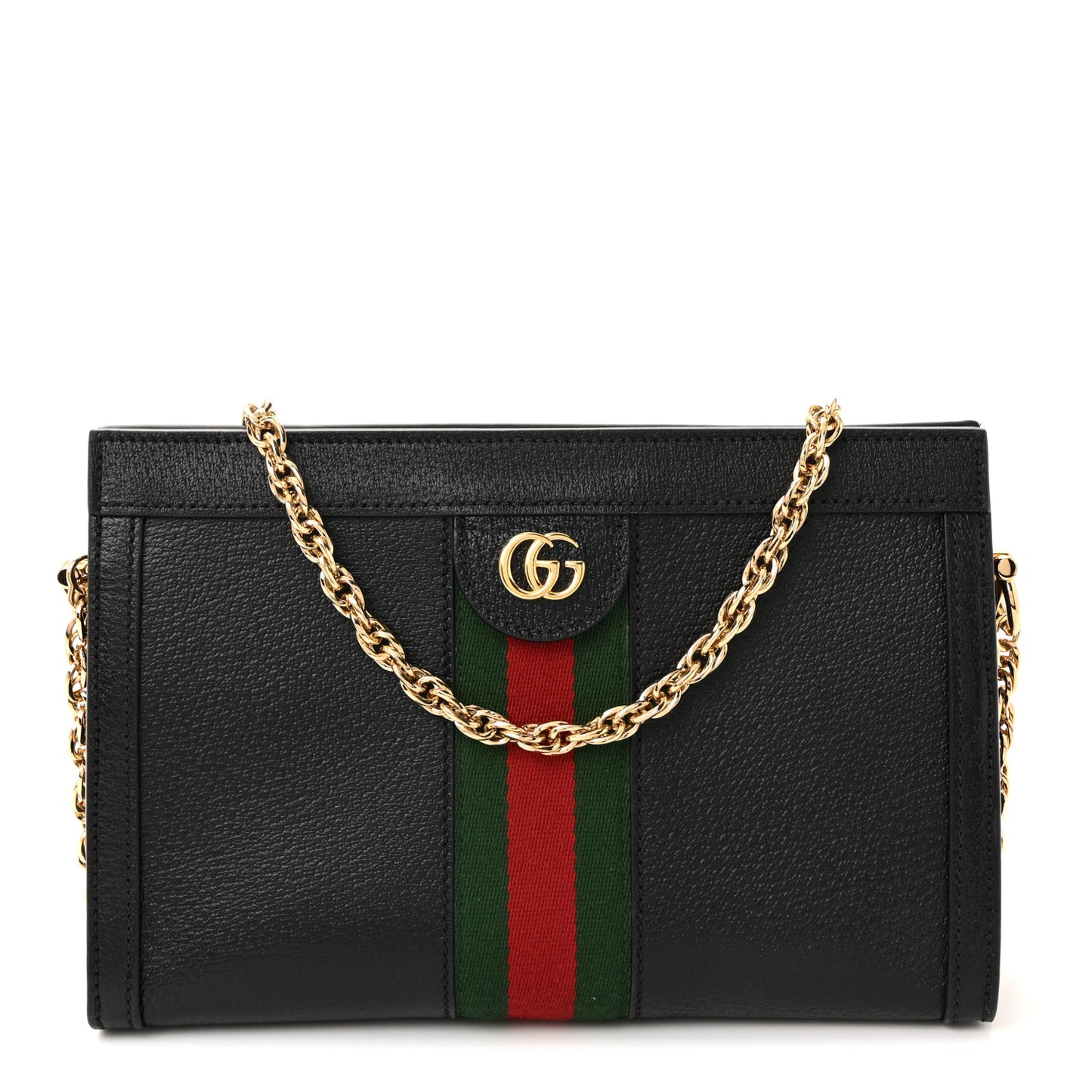 Calfskin GG Web Small Ophidia Chain Shoulder Bag Black
