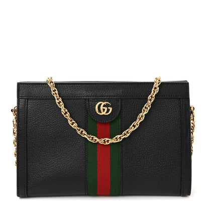 Gucci Calfskin GG Web Small Ophidia Chain Shoulder Bag Black 1 of 10