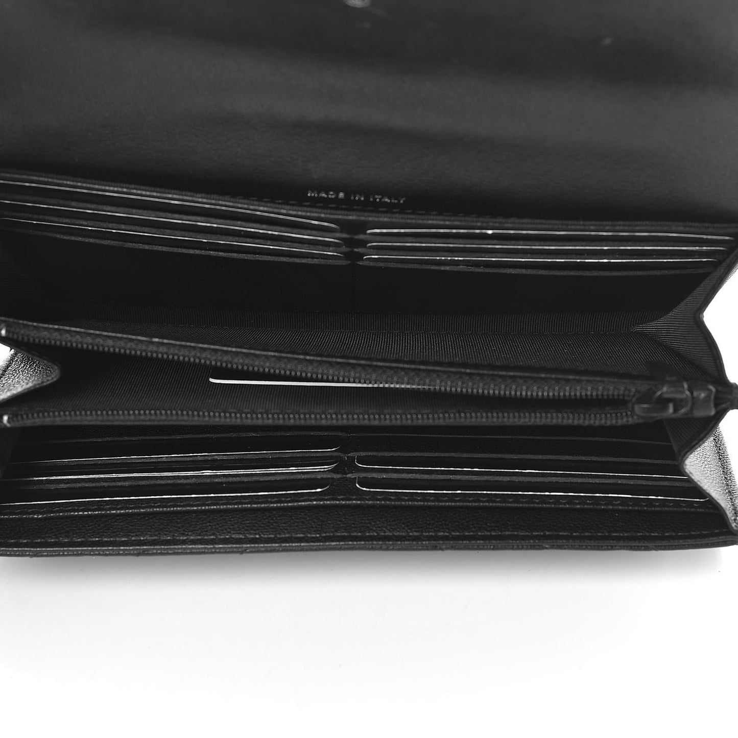 Sheepskin Chevron Quilted Reissue Large Gusset Flap Wallet So Black