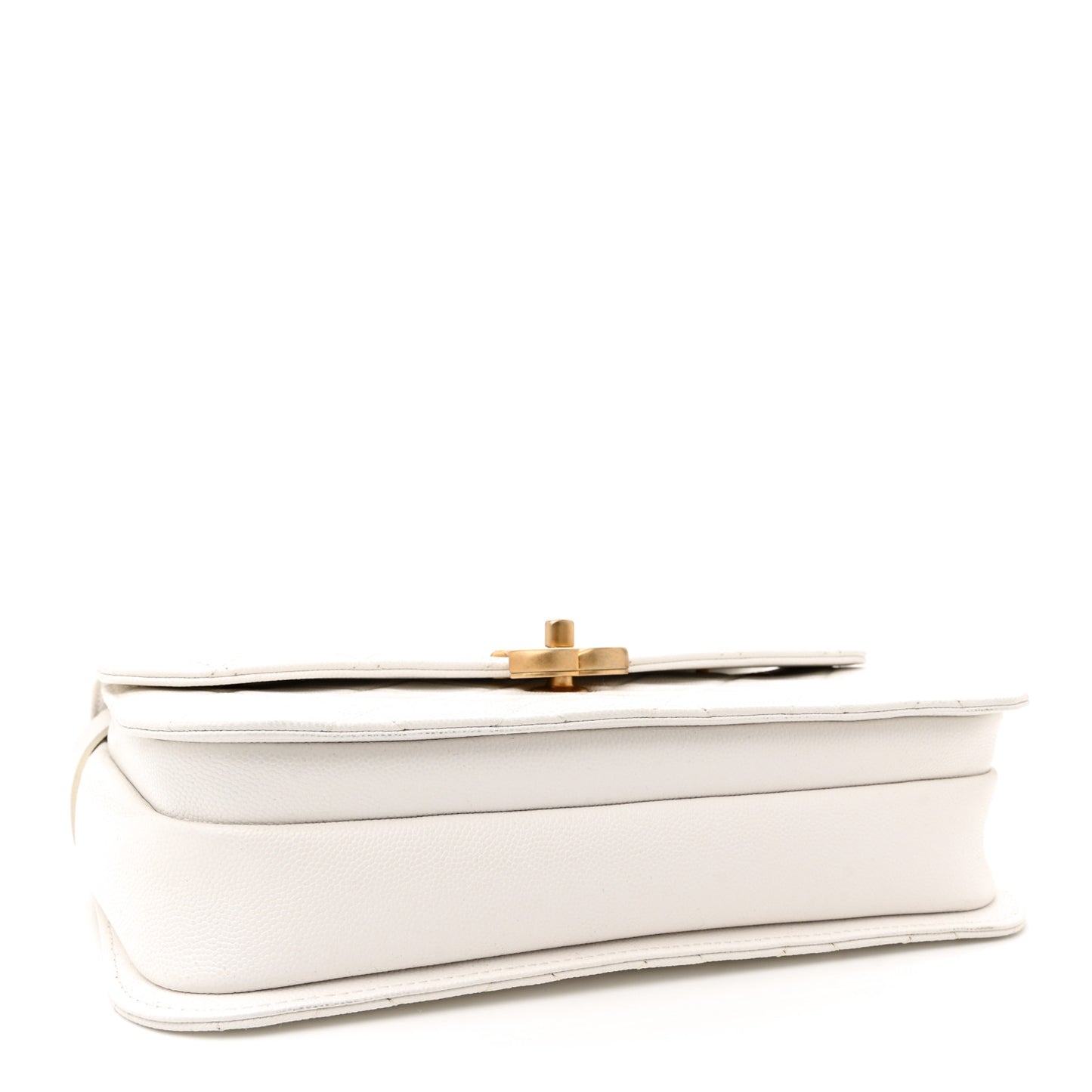 Caviar Quilted Small Top Handle Flap White