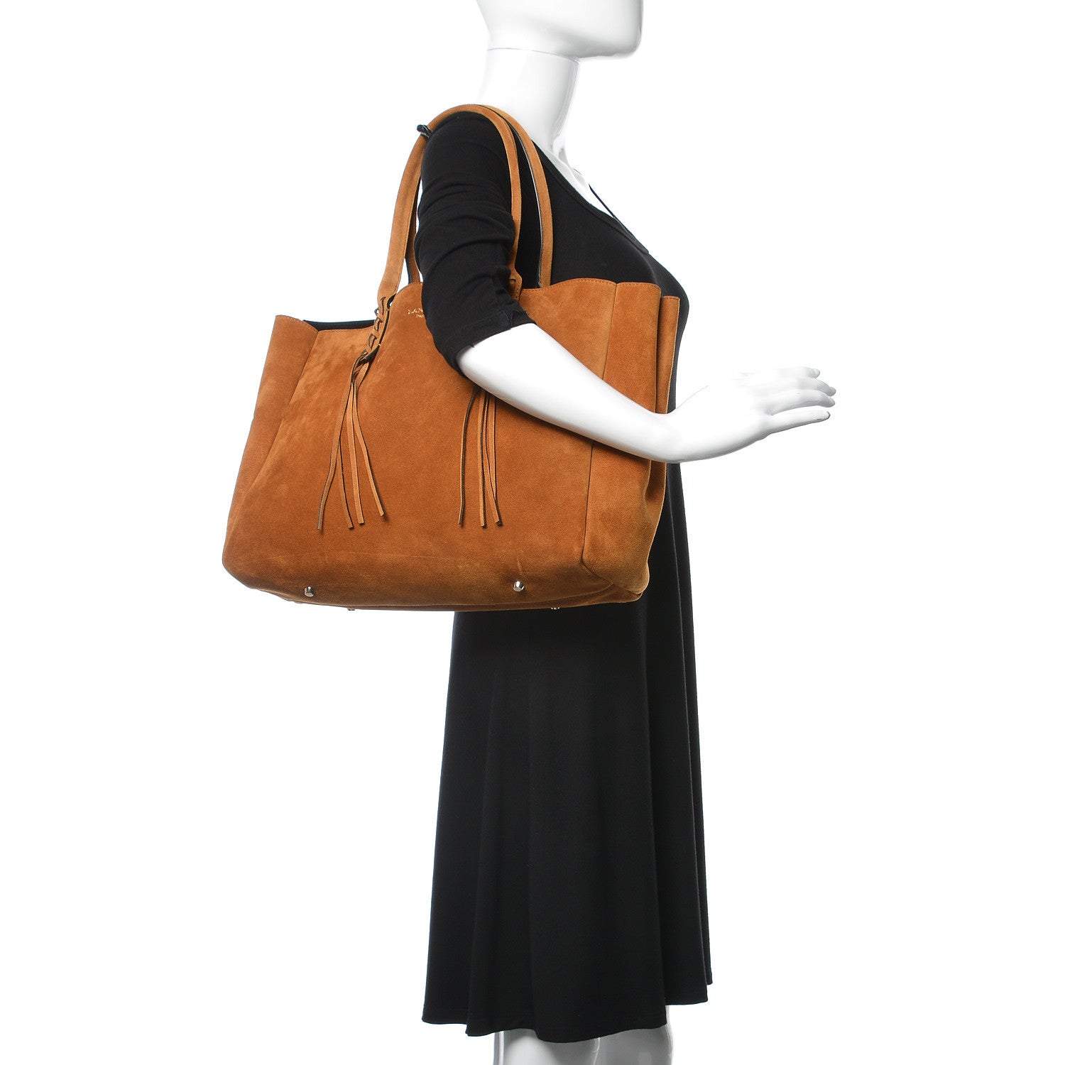 Lanvin Suede Small Fringe Shopper Tote Ginger Red 2 of 12