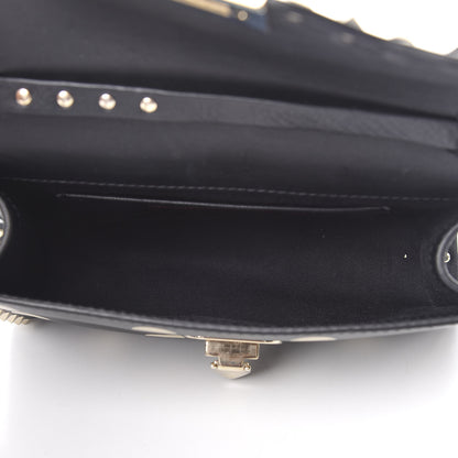 Valentino Garavani Vitello Polka Dot Medium Rockstud Flip Lock Crossbody Bag Black Light Ivory 5 of 14