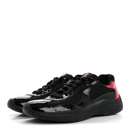 Prada Patent Mens America's Cup Patchwork Sneakers 8 Black Red 4 of 10