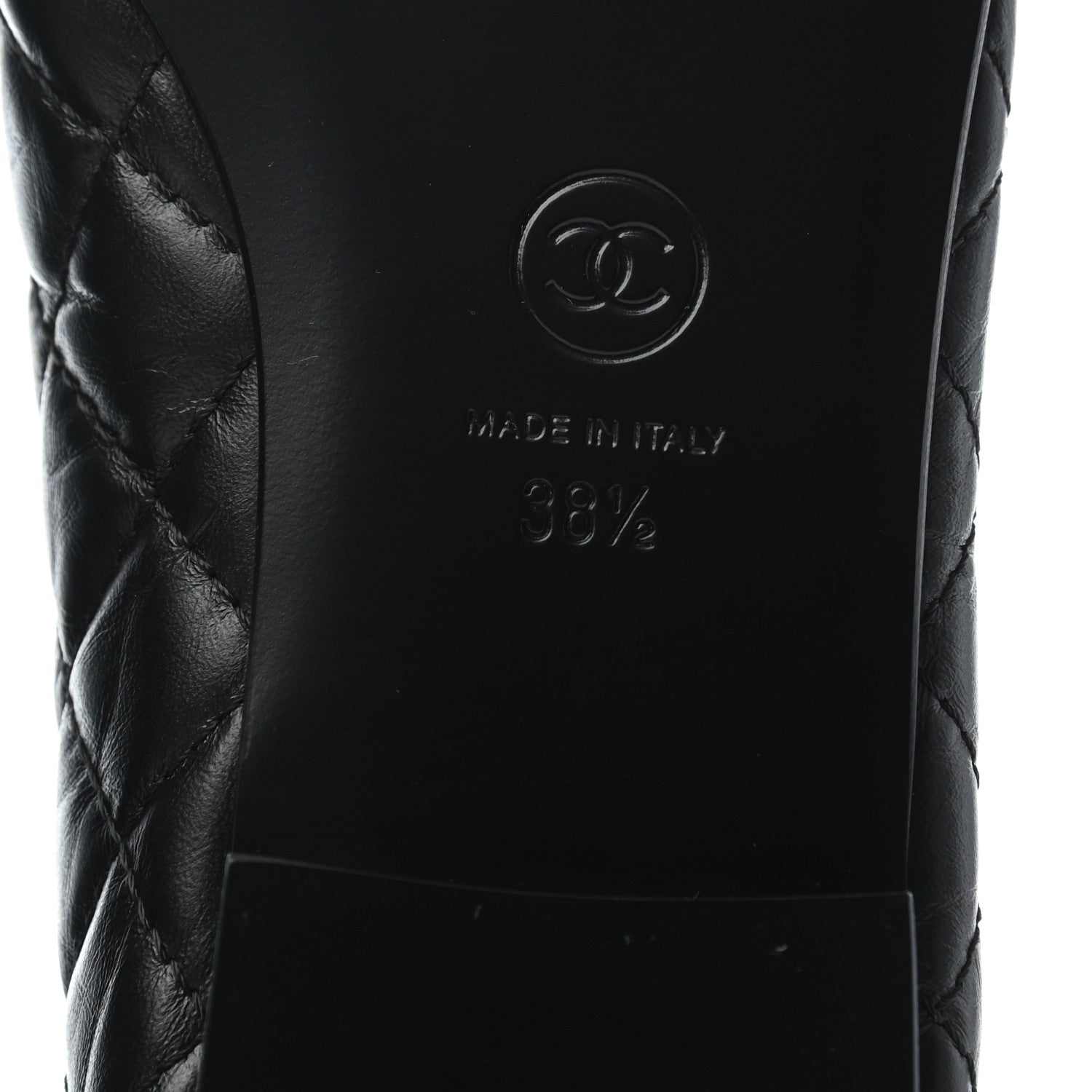 Chanel Aged Calfskin Quilted Cap Toe Ballerina Flats 38.5 Black 5 of 6