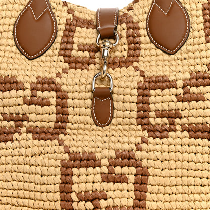 Gucci Raffia Woven Monogram Jumbo Medium Tote Natural Brown 8 of 10
