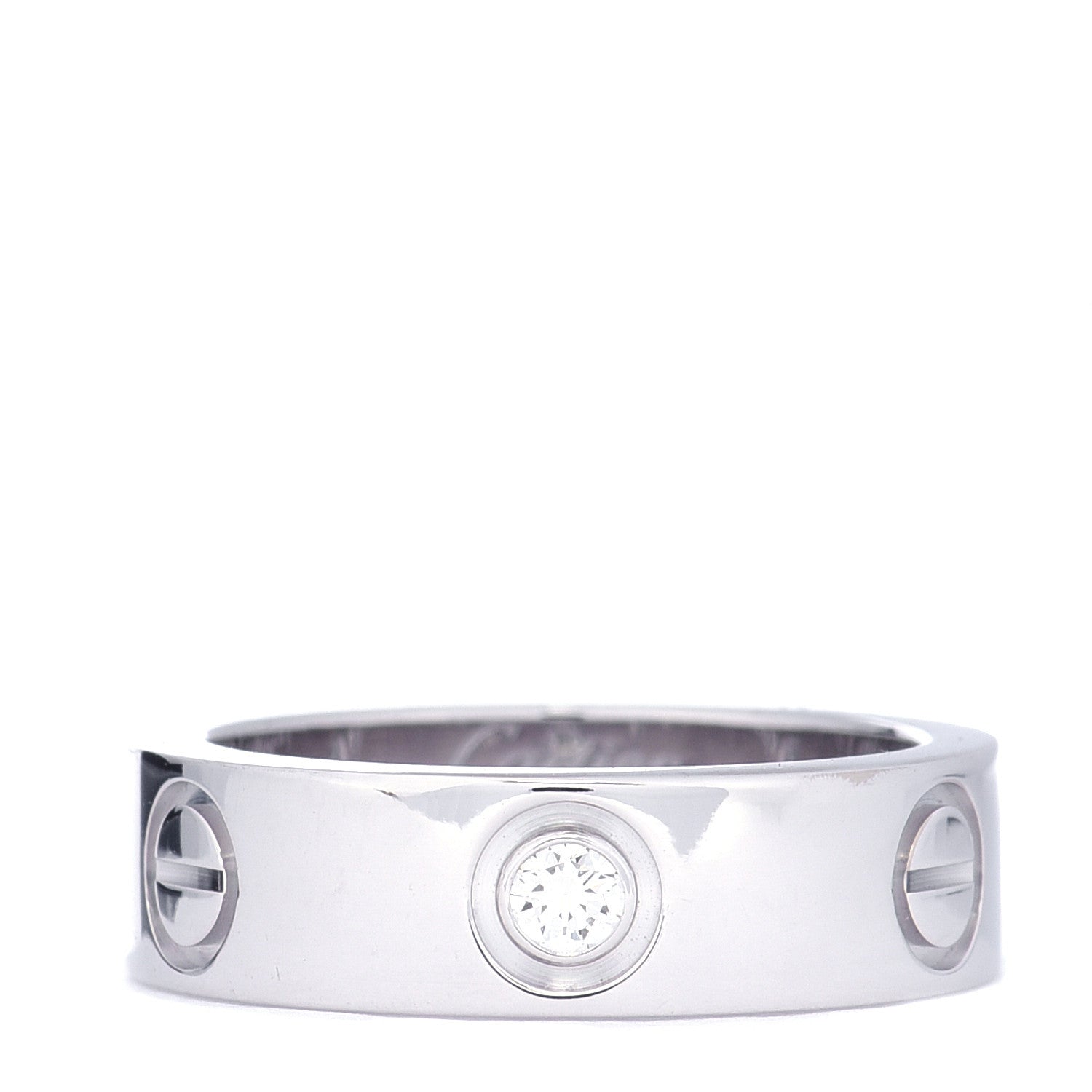 Cartier 18K White Gold 3 Diamond 5.5mm LOVE Ring 50 5.25 1 of 5