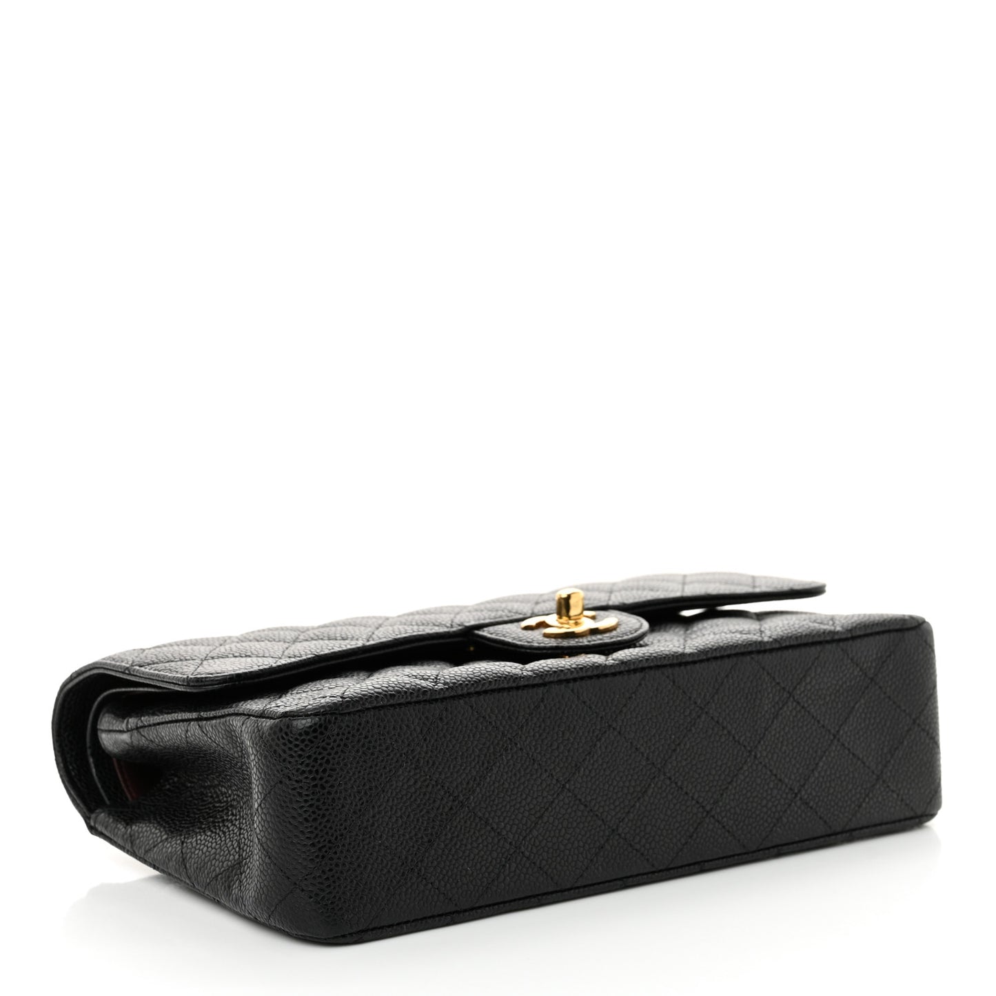 Caviar Quilted Medium Double Flap Black