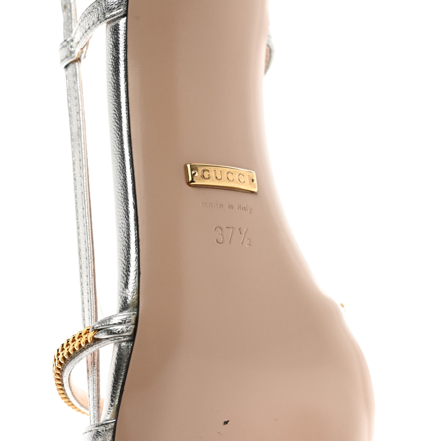 Metallic Nappa Chain Sandals 37.5 Silver