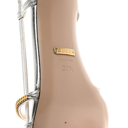 Gucci Metallic Nappa Chain Sandals 37.5 Silver 6 of 7
