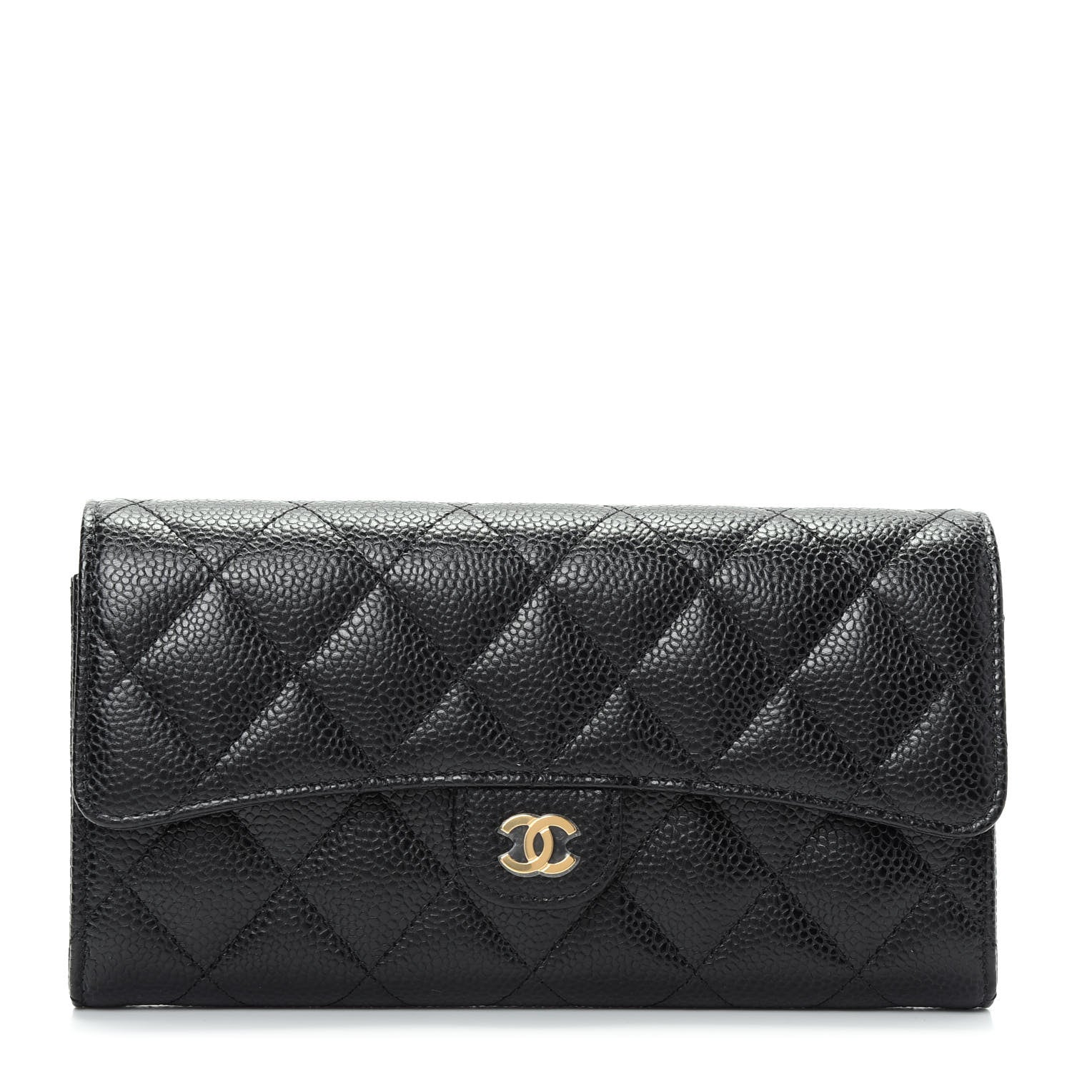 Chanel Caviar Quilted Large Gusset Flap Wallet Black 1 of 9
