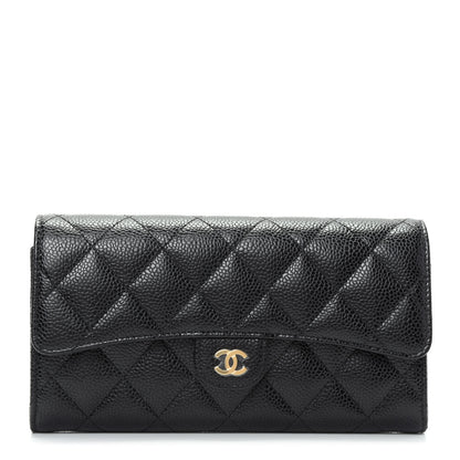 Chanel Caviar Quilted Large Gusset Flap Wallet Black 1 of 9