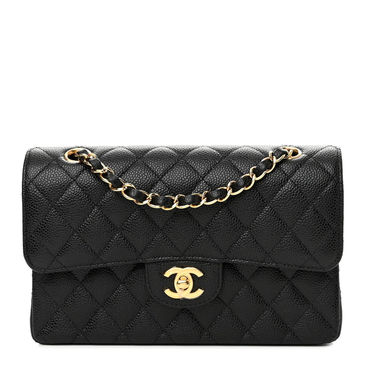 Caviar Quilted Small Double Flap Black
