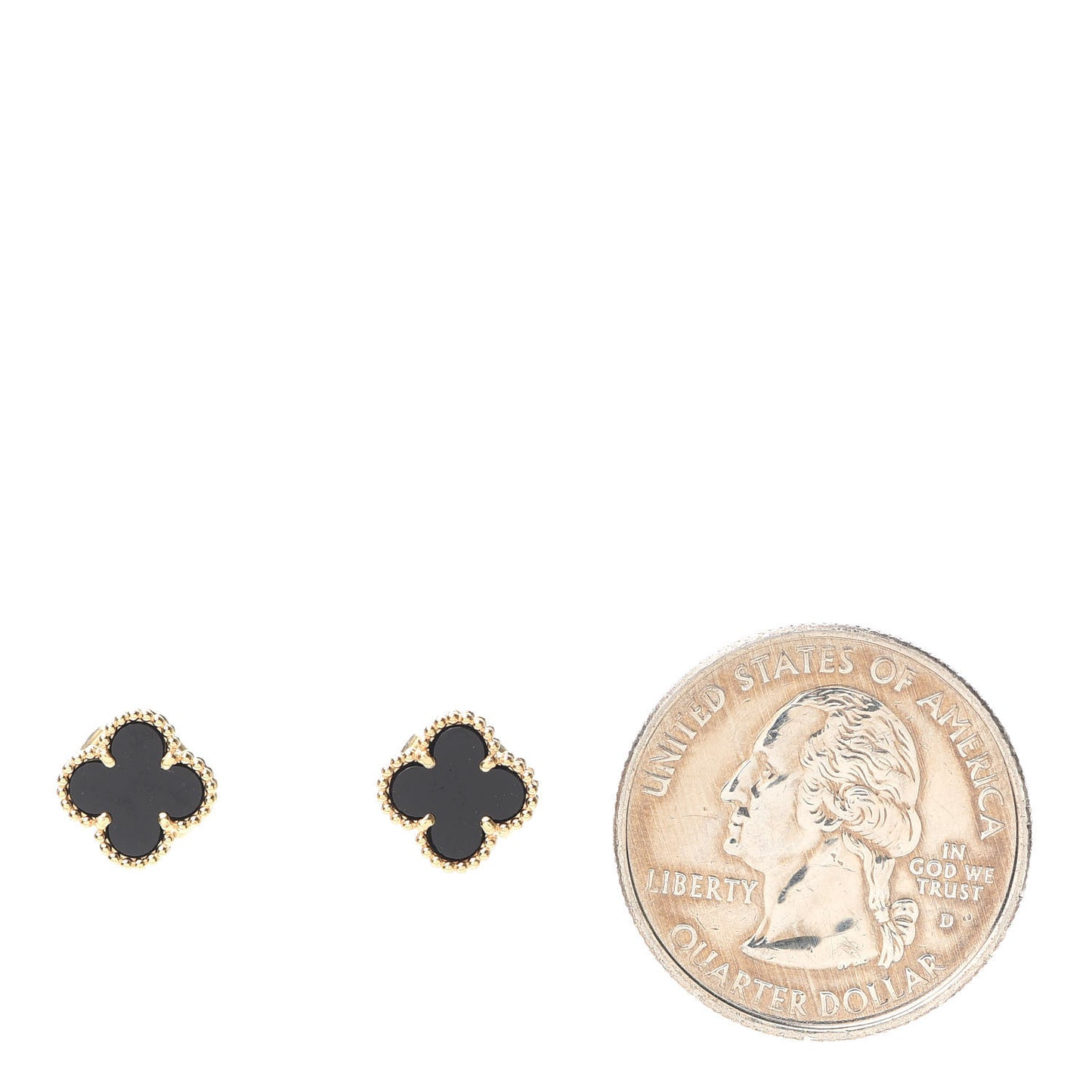 18K Yellow Gold Black Onyx Sweet Alhambra Earrings