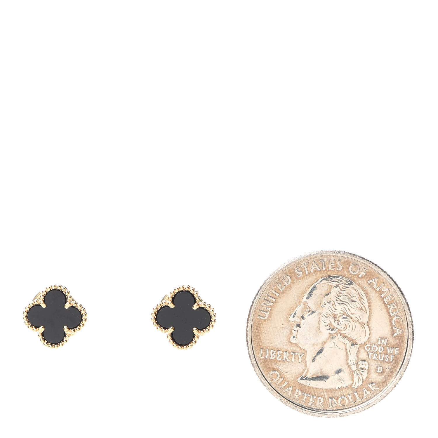 Van Cleef & Arpels 18K Yellow Gold Black Onyx Sweet Alhambra Earrings 2 of 5
