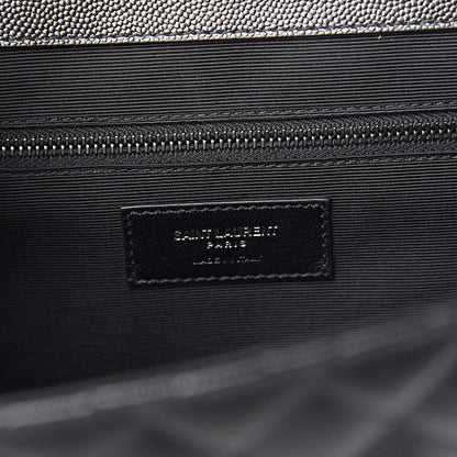 Saint Laurent Grain De Poudre Textured Mixed Matelasse Large Triquilt Monogram Monochrome Satchel Black 5 of 9