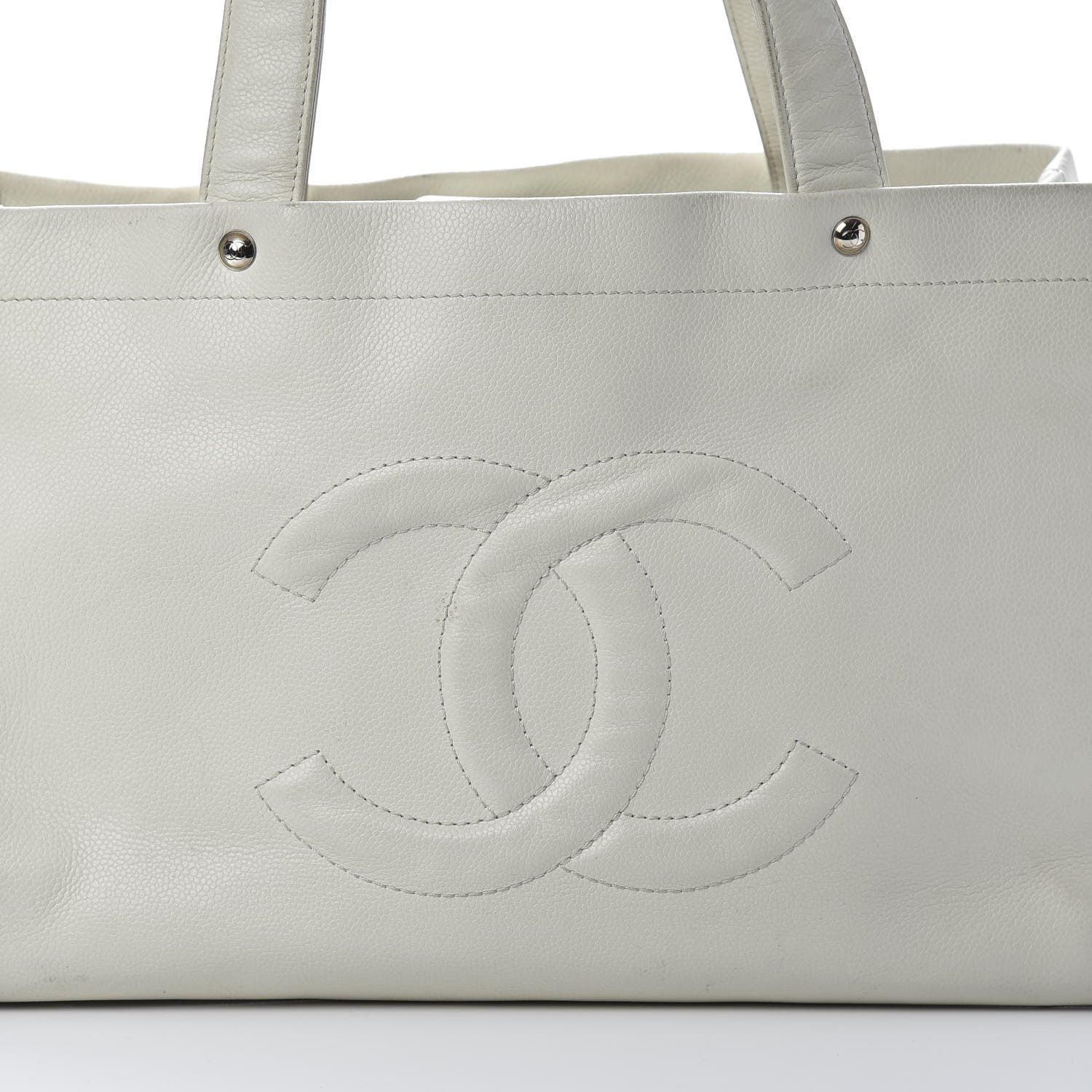 Chanel Caviar CC Tote White 8 of 20