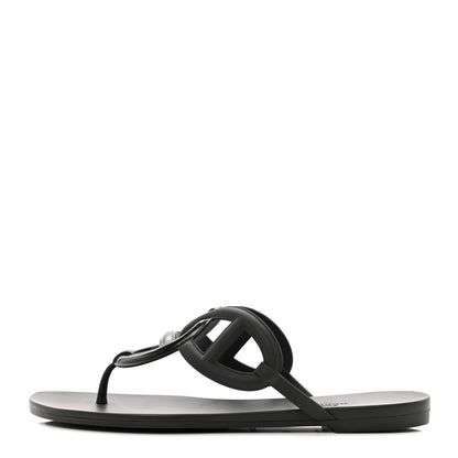 Hermes Rubber Womens Egerie Sandals 40 Black 1 of 8