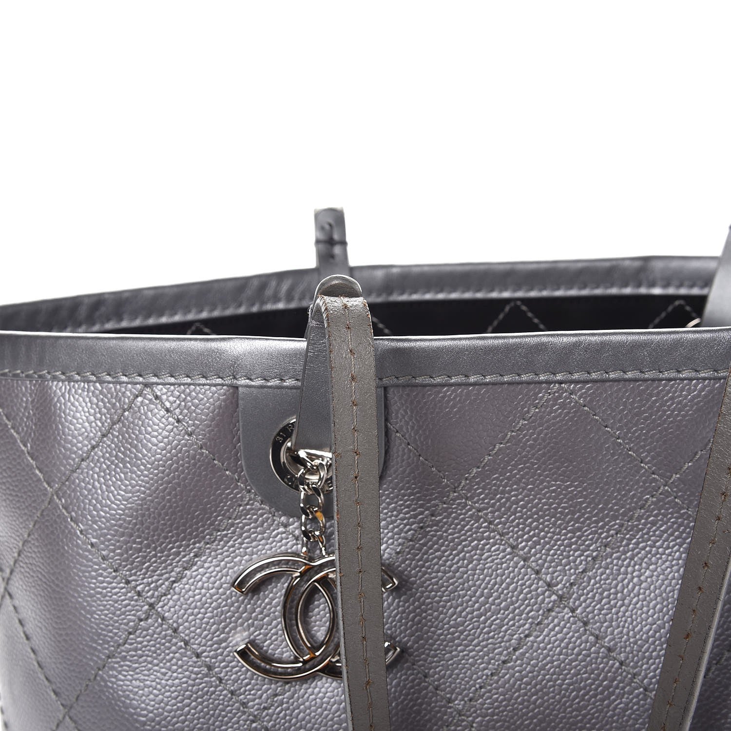 Chanel Metallic Grained Calfskin Shopping Fever Tote Silver 11 of 12