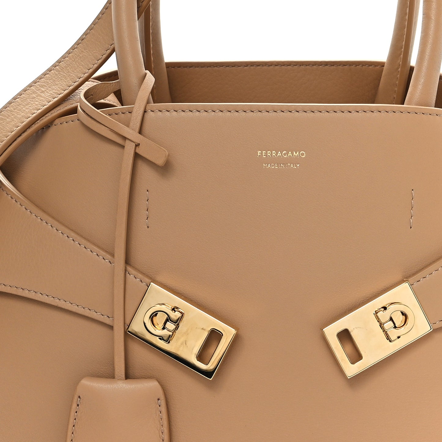 Calfskin Medium Hug Bag Camel