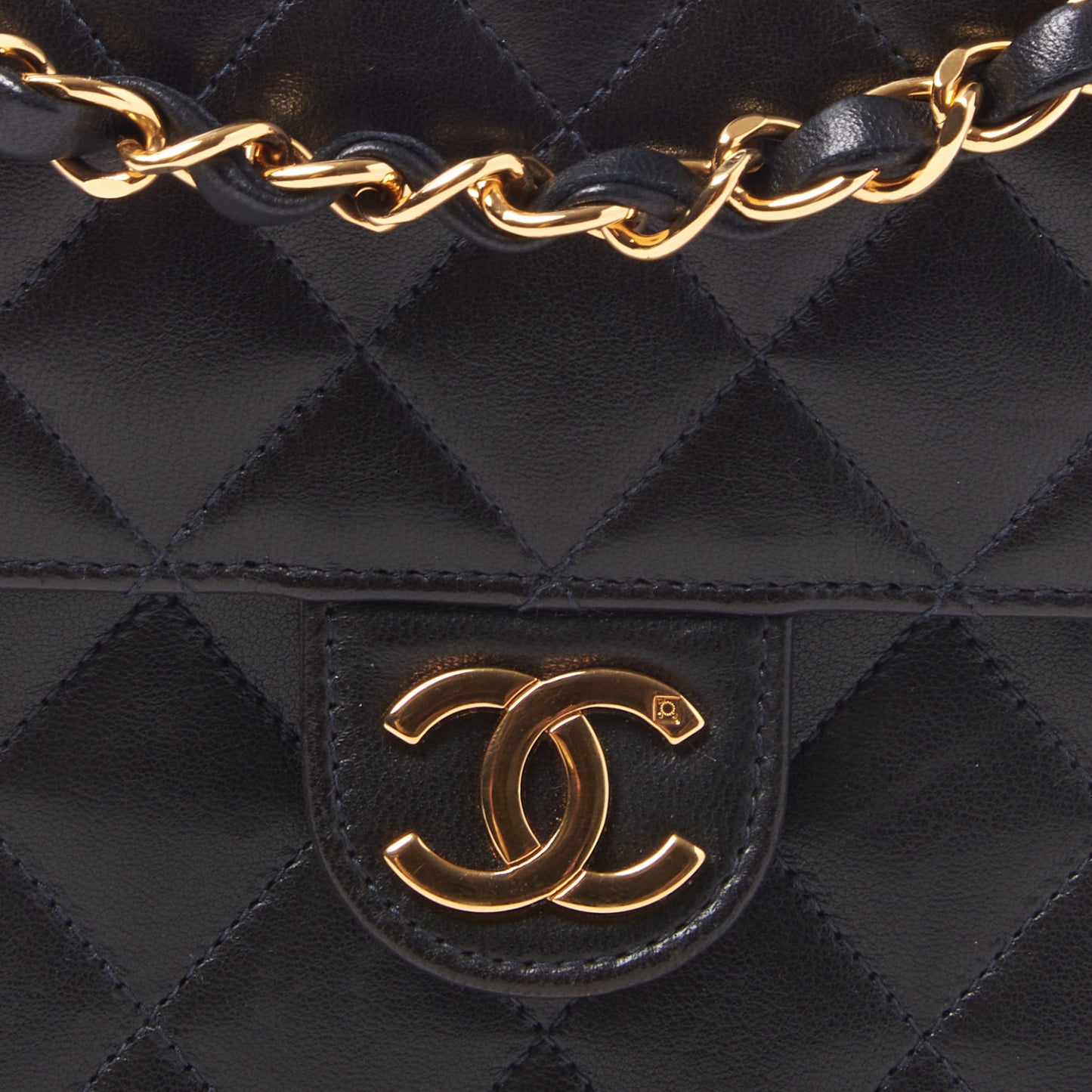 Lambskin Quilted Small Single Flap Black
