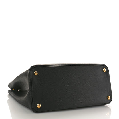 Prada Saffiano Cuir Medium Double Bag Black Fuoco 4 of 10