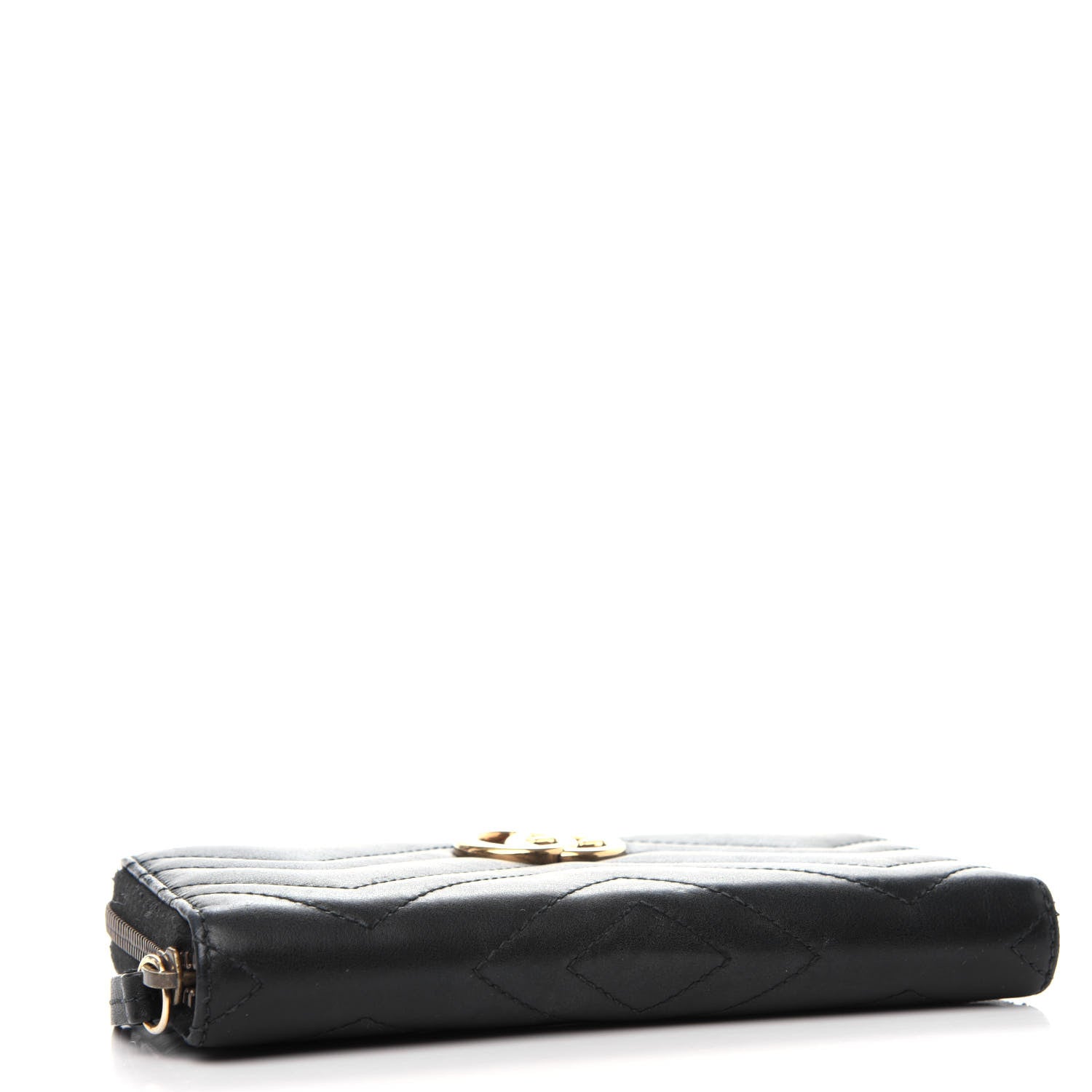 Gucci Calfskin Matelasse GG Marmont Zip Around Wallet Black 4 of 7