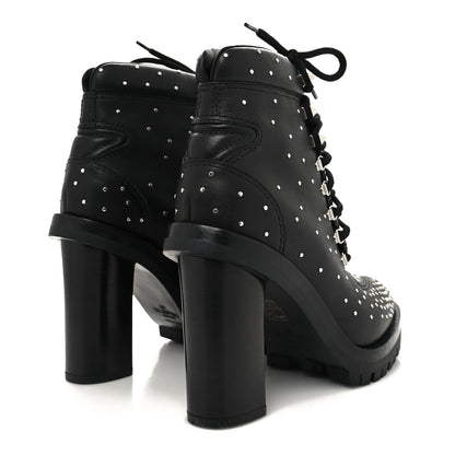 Valentino Garavani Calfskin Studded Lace-Up Ankle Boots 38.5 Black 4 of 8