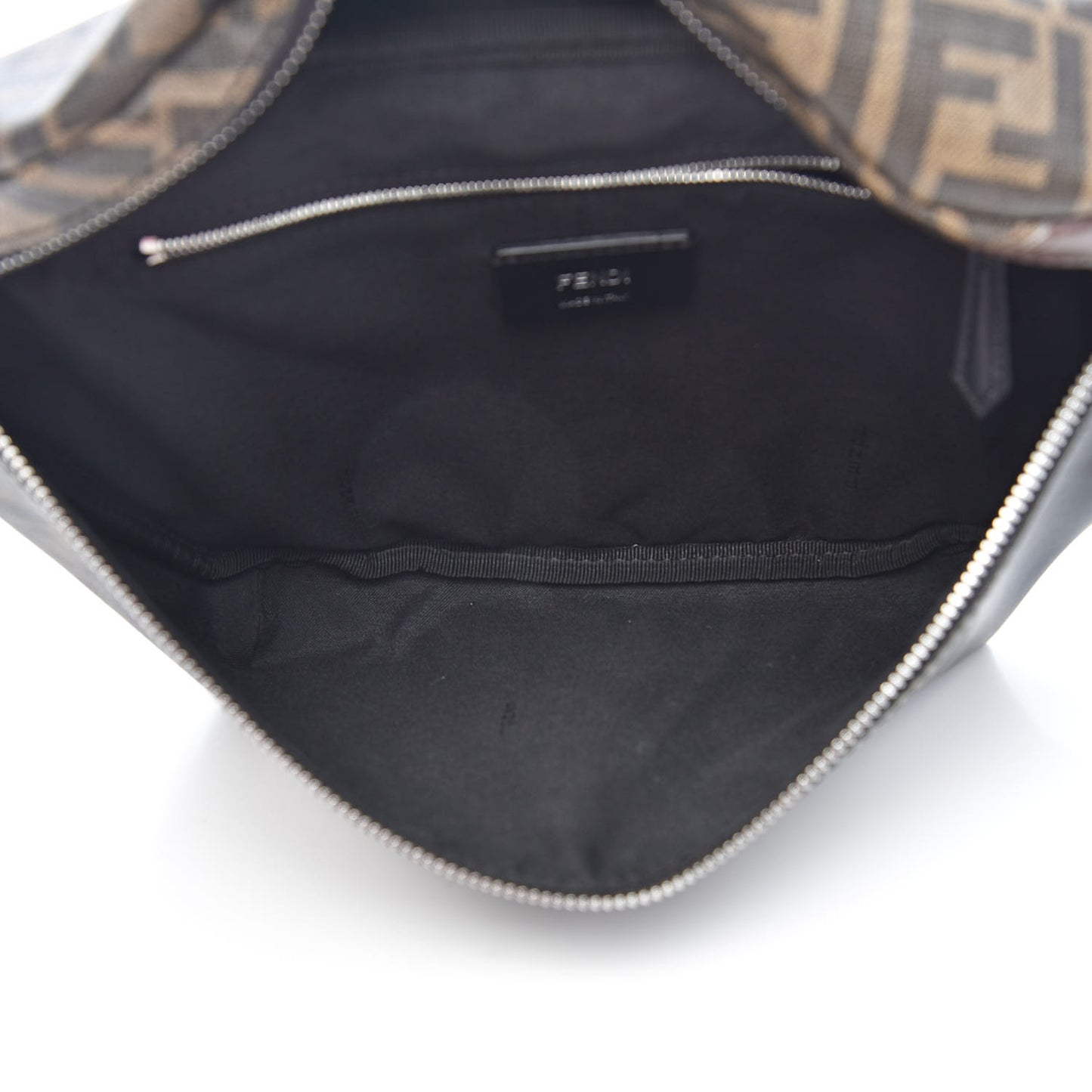 Glazed Fabric Vitello Liberty FF 1974 Diagonal Belt Bag Tobacco Moresco Black