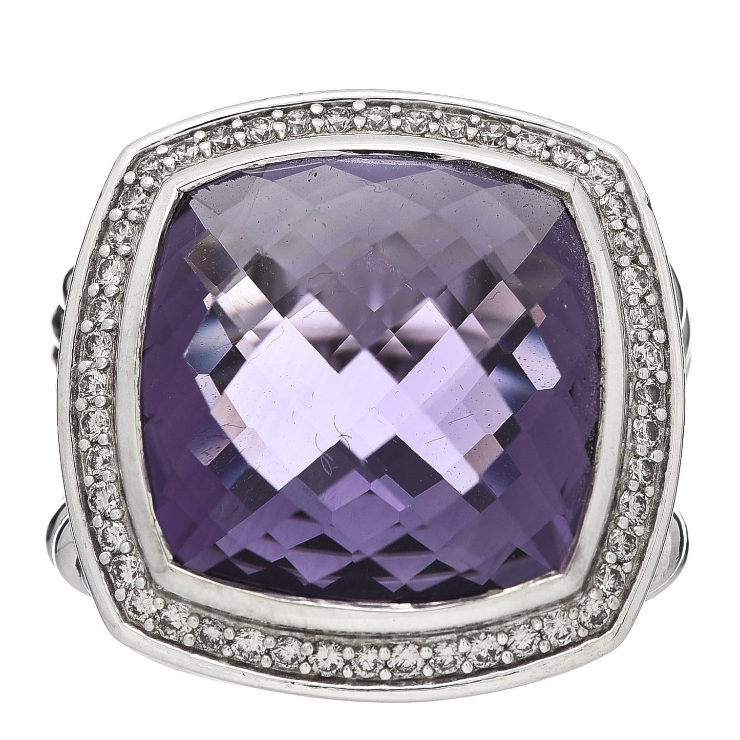 Sterling Silver Diamond Amethyst 17mm Albion Ring 54 7