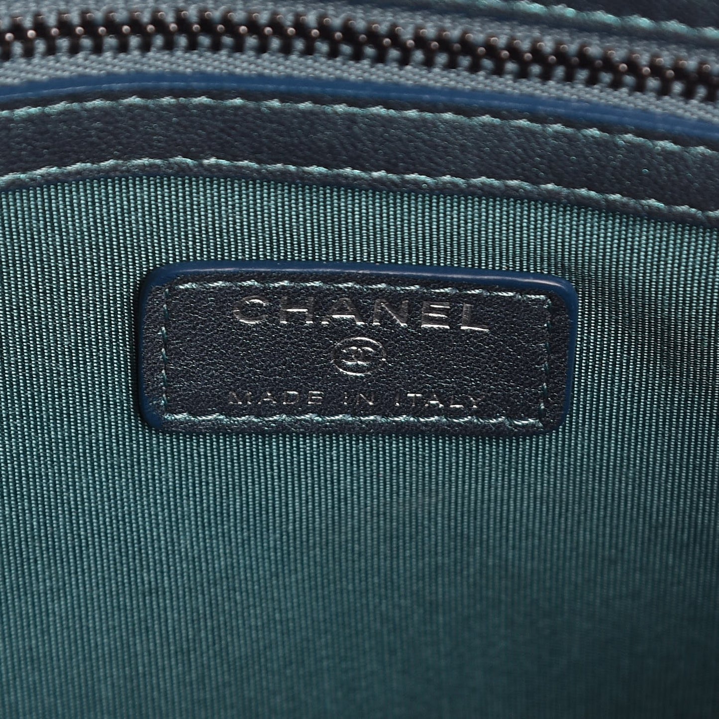 Iridescent Lambskin Quilted Medium Cosmetic Case Turquoise