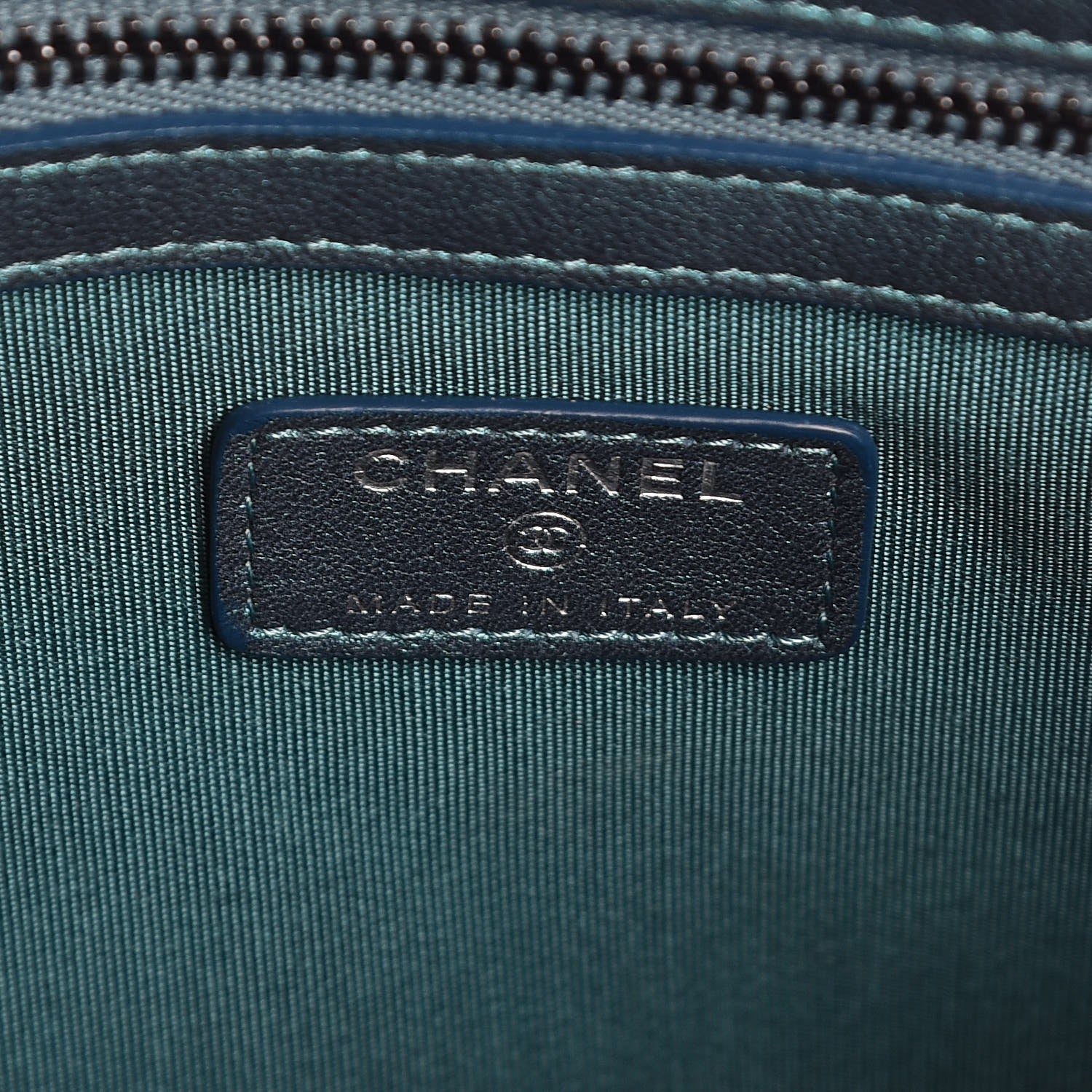 Chanel Iridescent Lambskin Quilted Medium Cosmetic Case Turquoise 6 of 7