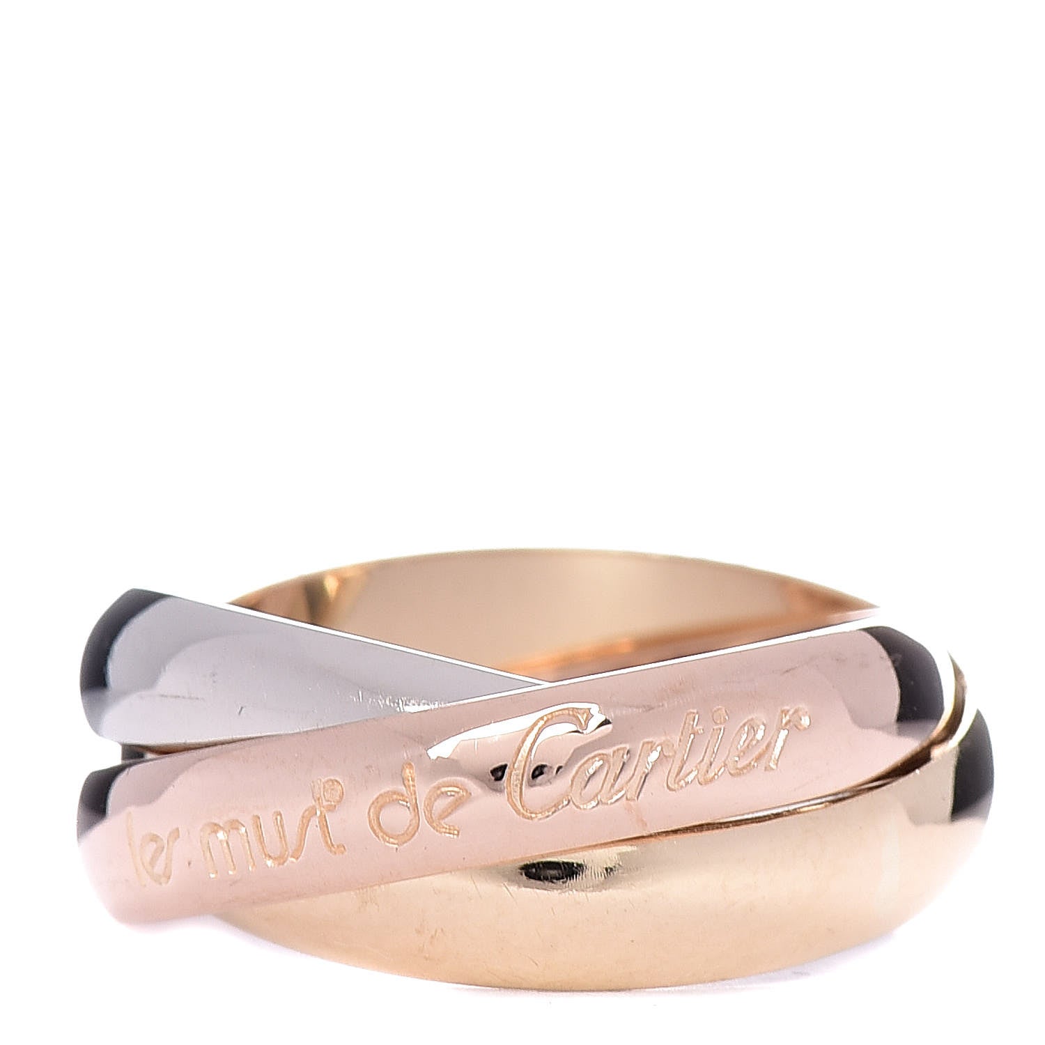 Cartier 18K Pink Yellow White Gold Classic Les Must De Trinity Ring 49 4.75 1 of 5