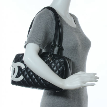 Chanel Calfskin Quilted Large Cambon Bowler Black White 2 of 7
