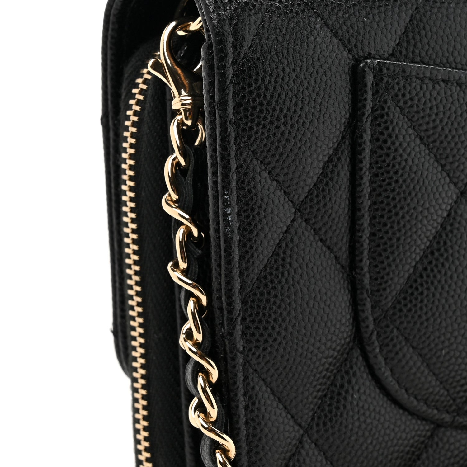 Chanel Caviar Quilted Phone Holder Wallet on Removable Chain Black 16 of 17